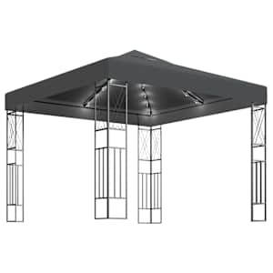 vidaXL varjualune, LED-n&ouml;&ouml;rvalgustitega, 3x3 m, antratsiithall kangas