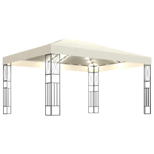 vidaXL varjualune, LED-n&ouml;&ouml;rvalgustitega, 3 x 4 m, kreemjas kangas