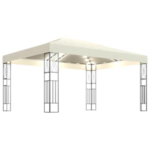 Altán se světelnými LED řetězy 3 x 4 m krémový textil - obrázek 2