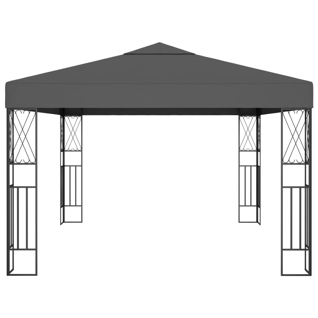 Pavillon mit LED-Lichterkette 3x4 m Anthrazit Stoff