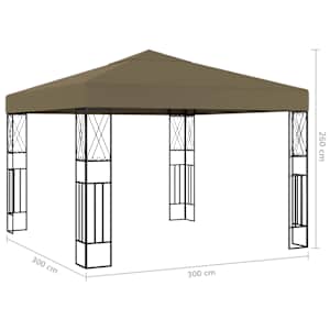 Altán se světelnými LED řetězy 3 x 3 m taupe textil - obrázek 9