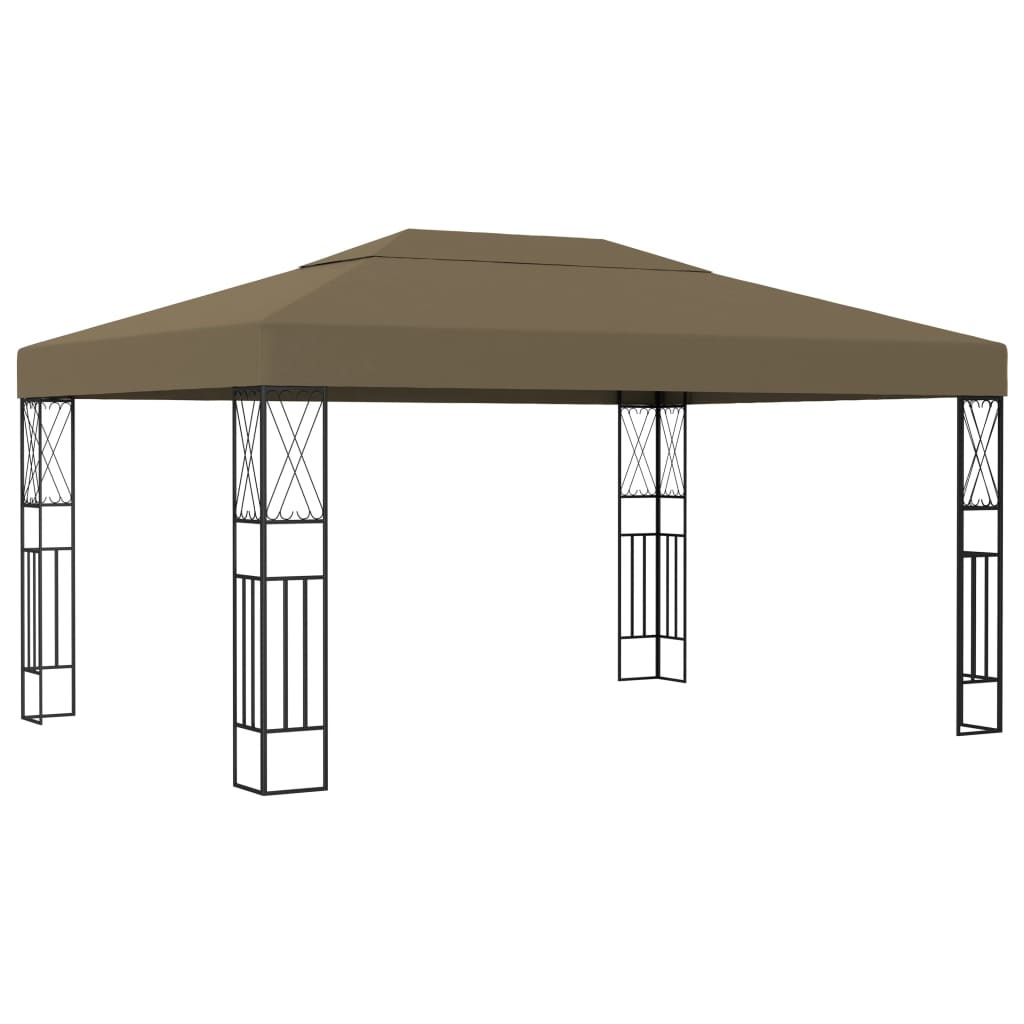 vidaXL Gazebo com cordões de luzes LED 3x4 m tecido cinza-acastanhado