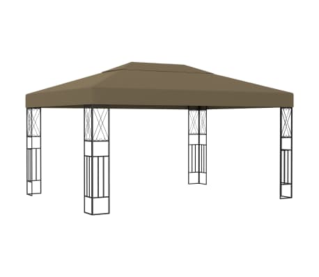 vidaXL Pavillon mit LED-Lichterkette 3x4 m Taupe Stoff