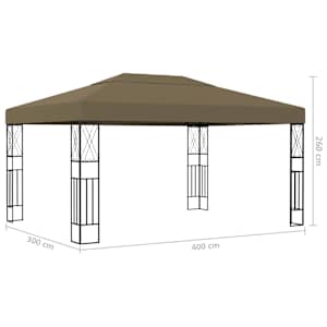 Altán se světelnými LED řetězy 3 x 4 m taupe textil - obrázek 10