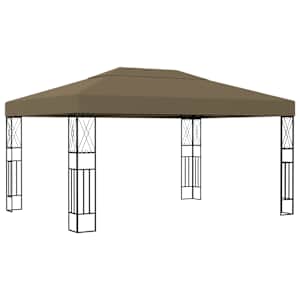 vidaXL Pavėsinė su lempučių girliandomis LED, taupe, 3x4m