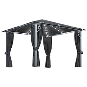 vidaXL varikatus, kardin, LED-n&ouml;&ouml;rvalgusti 3x3 m antratsiit alumiinium
