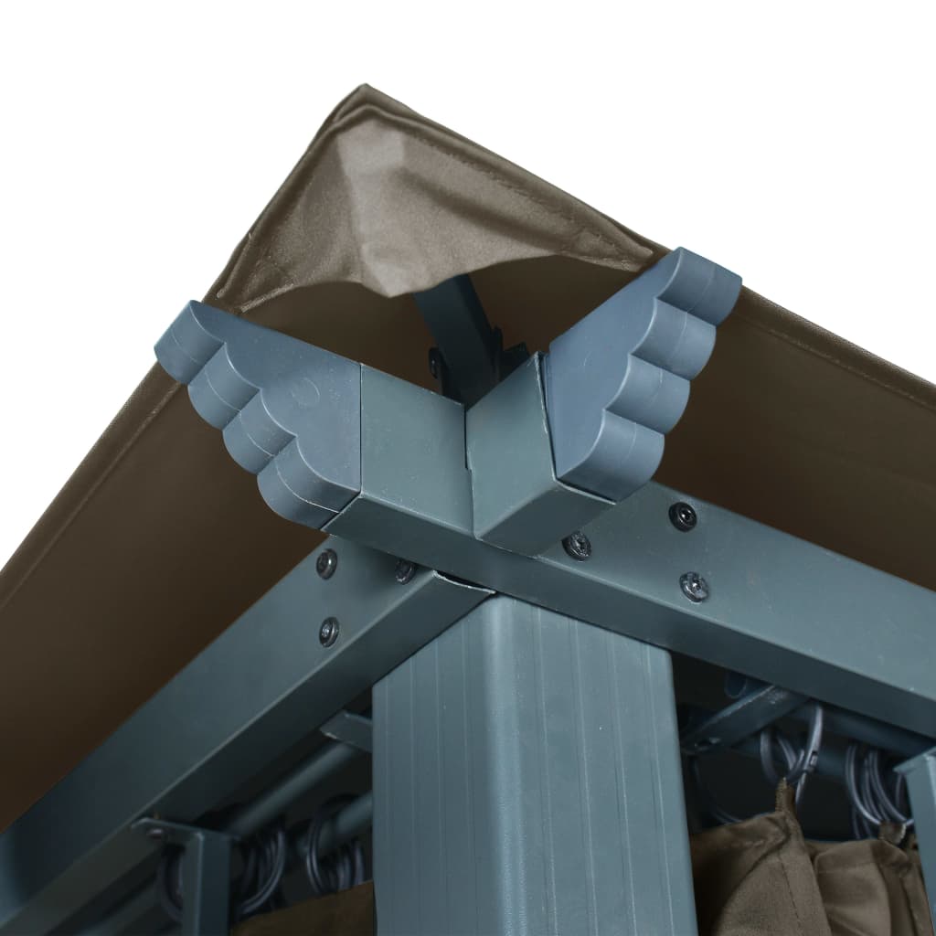 Tonnelle Avec Rideau Et Lumières LED 3x3 M Taupe Aluminium VidaXL 18 width=274
