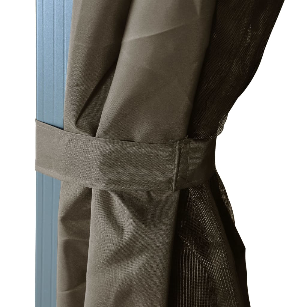 Tonnelle Avec Rideau Et Lumières LED 3x3 M Taupe Aluminium VidaXL 19 width=274