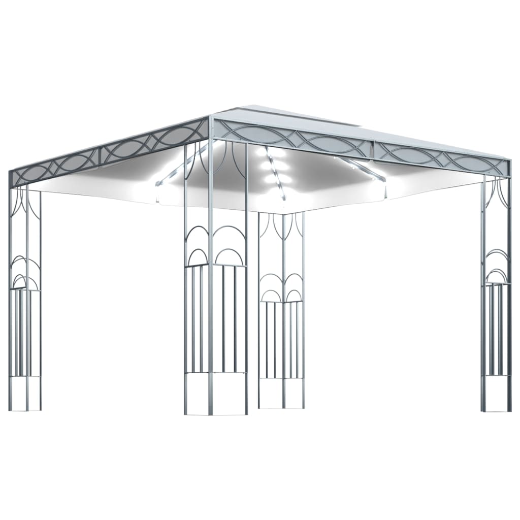 vidaXL Pavilion cu șir de lumini, crem, 300x300 cm title=vidaXL Pavilion cu șir de lumini, crem, 300x300 cm