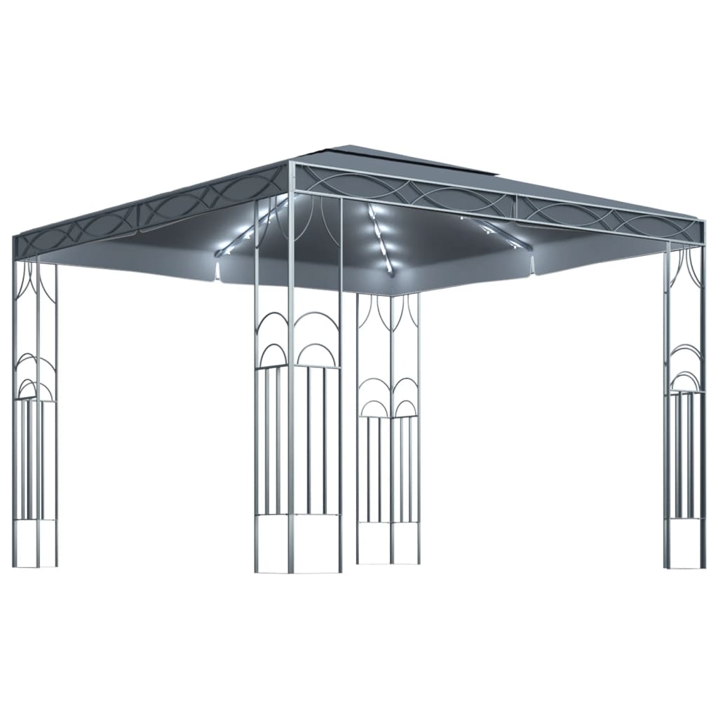 vidaXL Pavilion cu șir de lumini LED, antracit, 300x300cm vidaXL imagine 2022 1-1.ro
