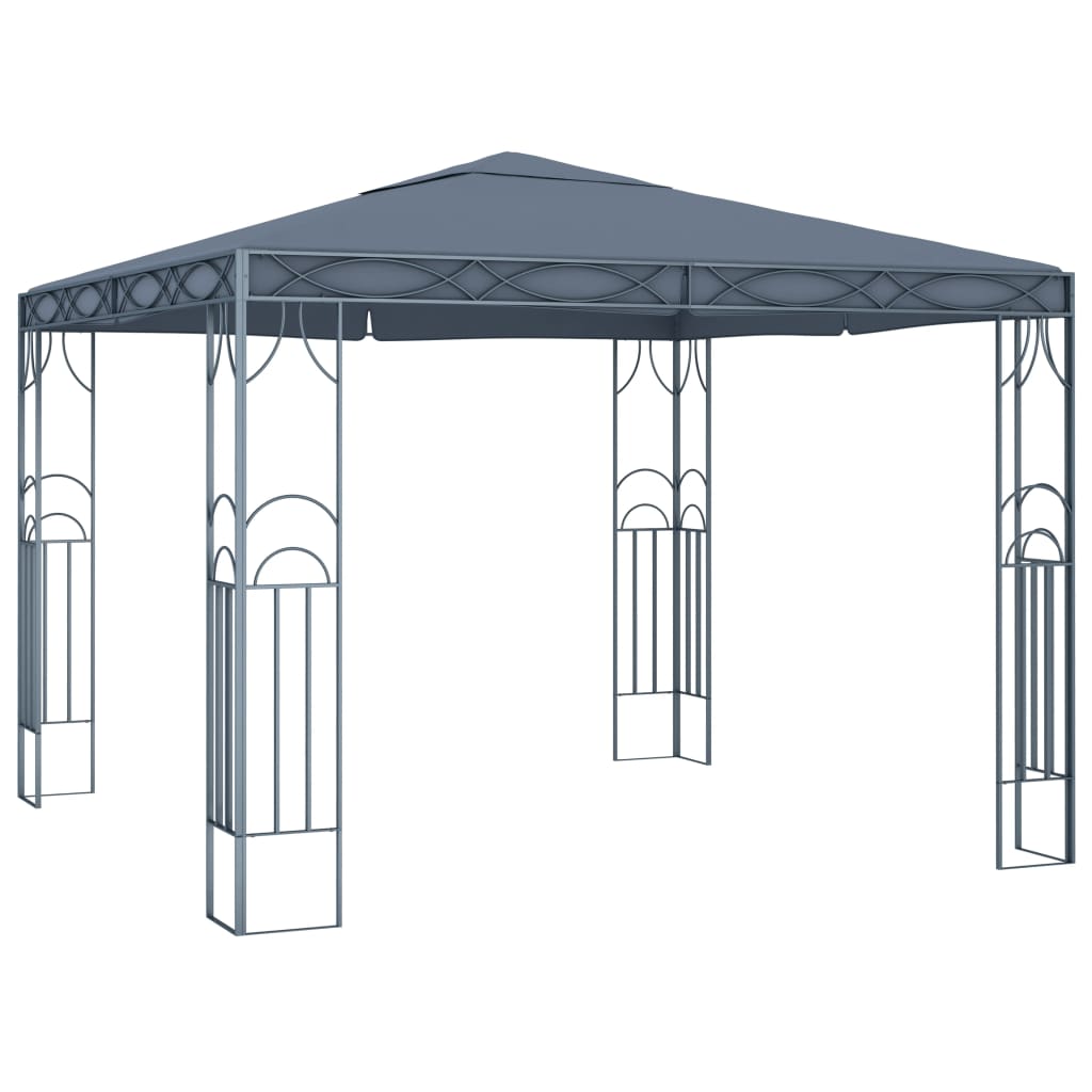 vidaXL antracitszürke pavilon LED fényfüzérrel 300 x 300 cm