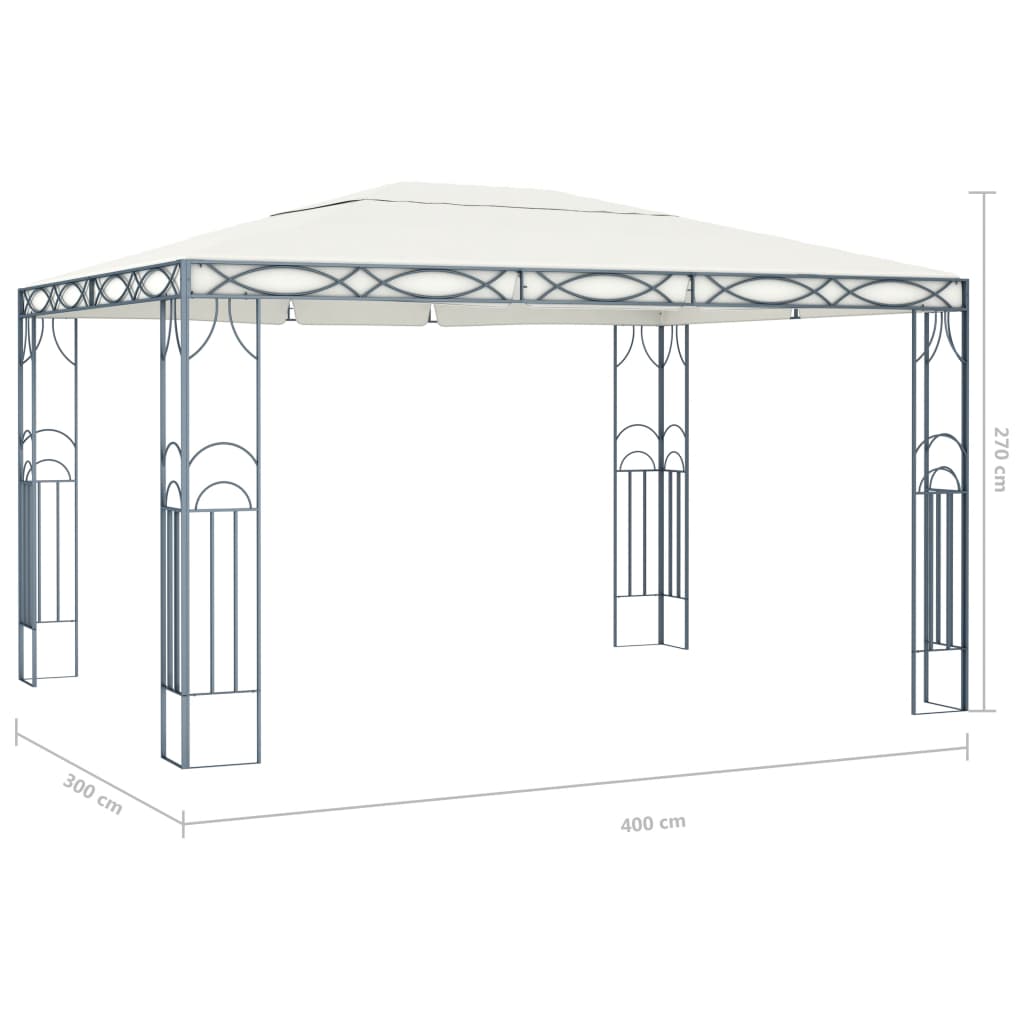 Krémszínű pavilon LED fényfüzérrel 400 x 300 cm 