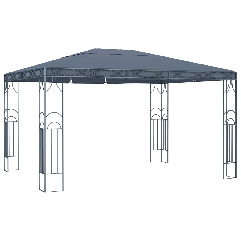

vidaXL Prieel met LED-lichtslinger 400x300 cm antracietkleurig