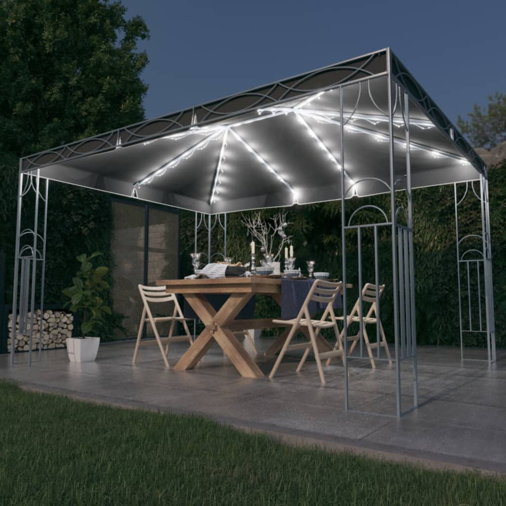 vidaXL Pavilion cu șir de lumini LED, antracit, 400×300 cm vidaXL
