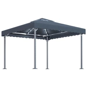 vidaXL varikatus, LED-n&ouml;&ouml;rvalgustid, 300x300 cm, antratsiit alumiinium