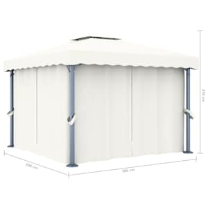 Altán se závěsy a světelnými LED řetězy 3 x 3 m krémově bílý - obrázek 10