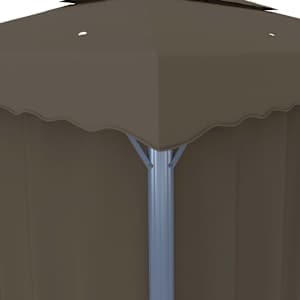 Altán se závěsy a světelnými LED řetězy 3 x 3 m taupe - obrázek 7