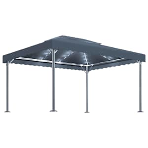 vidaXL varikatus, LED-n&ouml;&ouml;rvalgustitega, 400x300 cm, antratsiithall