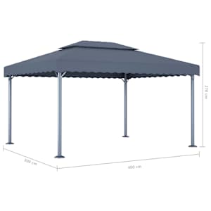 Altán se světelnými LED řetězy 400 x 300 cm antracitový hliník - obrázek 9