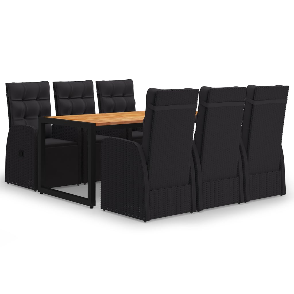 Poza vidaXL Set mobilier de gradina, 7 piese, negru