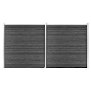 vidaXL aiapaneelide komplekt, WPC, 353 x 186 cm, must
