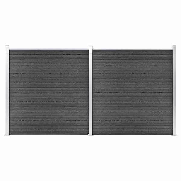 vidaXL aiapaneelide komplekt, WPC, 353 x 186 cm, must