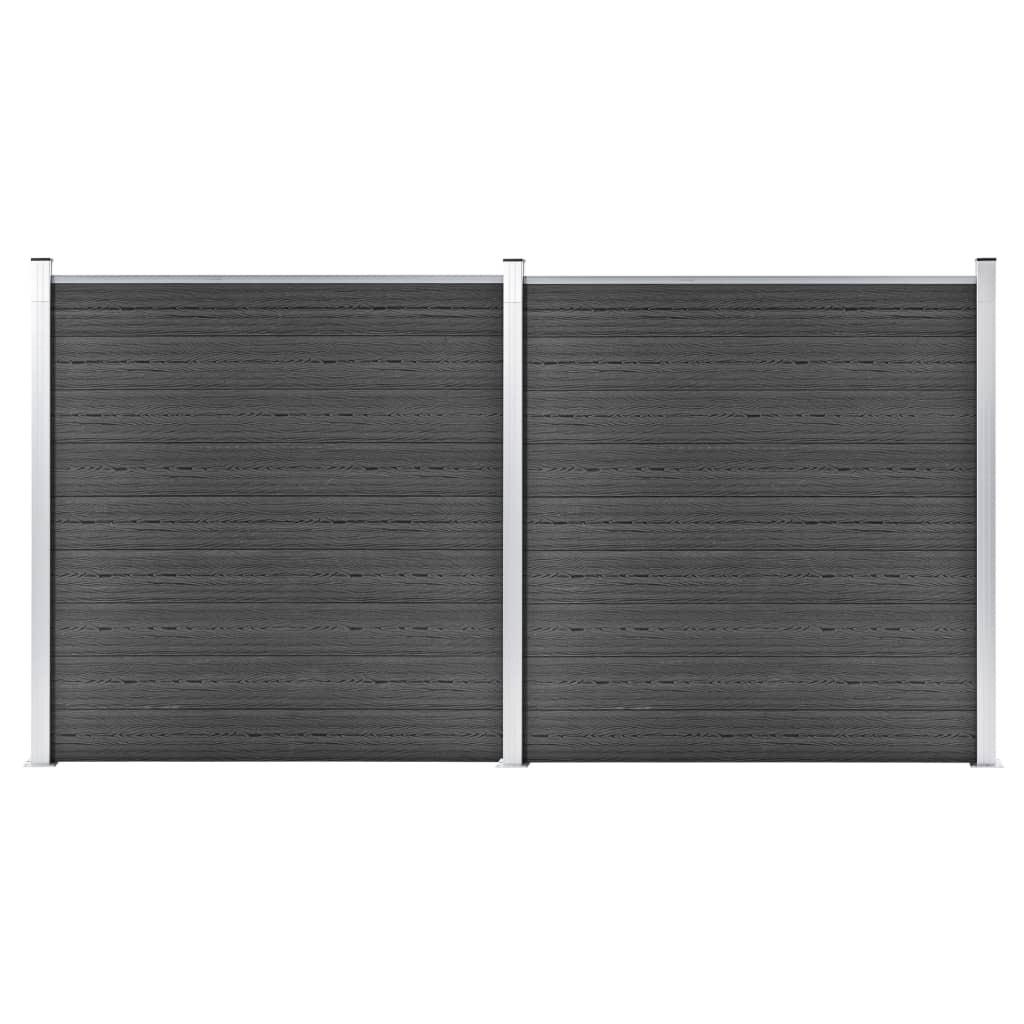 vidaXL Zaunelement Set WPC 353x186 cm Schwarz