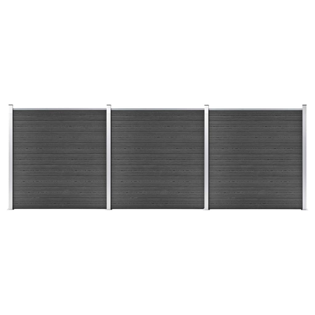 vidaXL Set de panouri de gard, negru, 526 x 186 cm, WPC vidaXL
