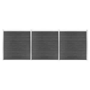 Komplet ograjnih panelov WPC 526x186 cm črn