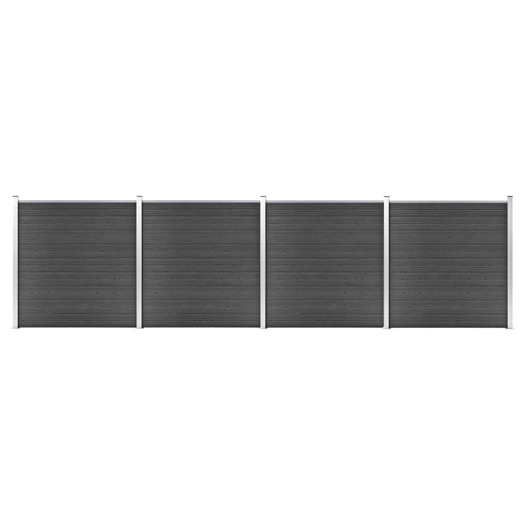 vidaXL Fence Panel Set WPC 699×186 cm Black