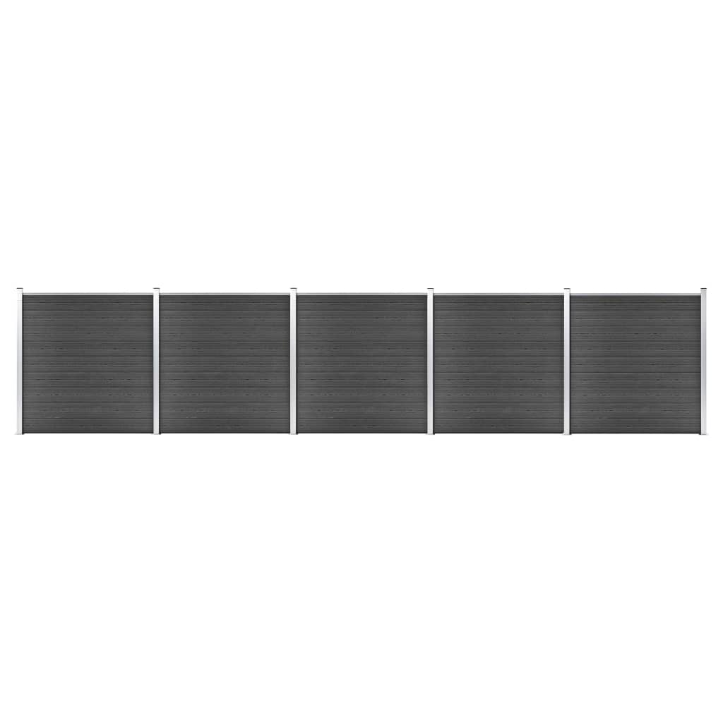 vidaXL Set plotového dílce WPC 872 x 186 cm černý