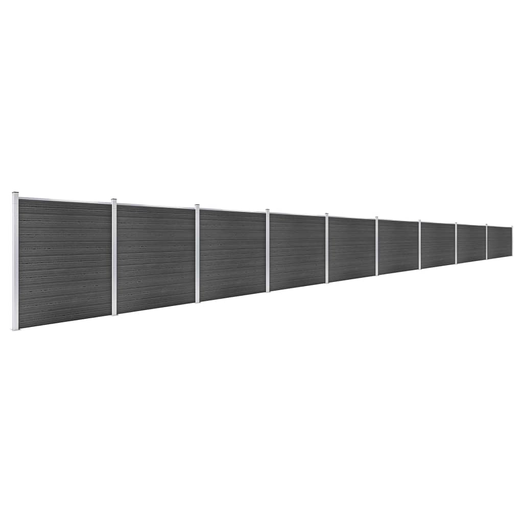 Set de panouri de gard, negru, 1564×186 cm, WPC