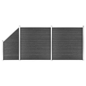 vidaXL aiapaneelide komplekt, WPC, 446 x (105-186) cm, must