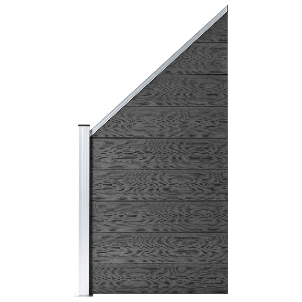 vidaXL Set de panouri de gard, negru, 792x(105-186) cm, WPC 
