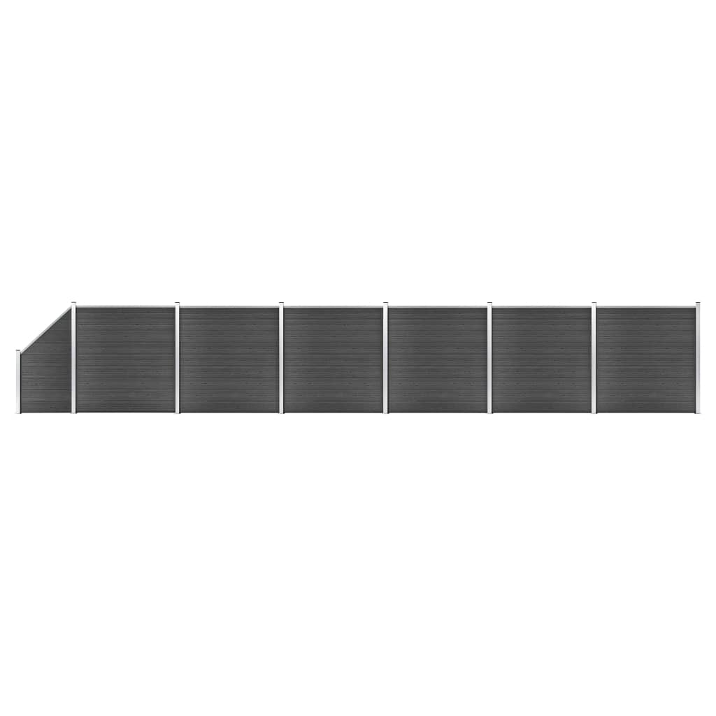  vidaXL Set de panouri de gard, 1138x(105-186) cm, negru, WPC  