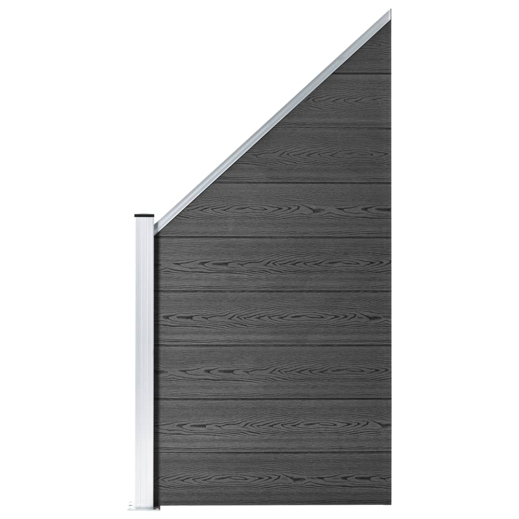 vidaXL fekete WPC kerítéspanelszett 1484 x (105-186) cm