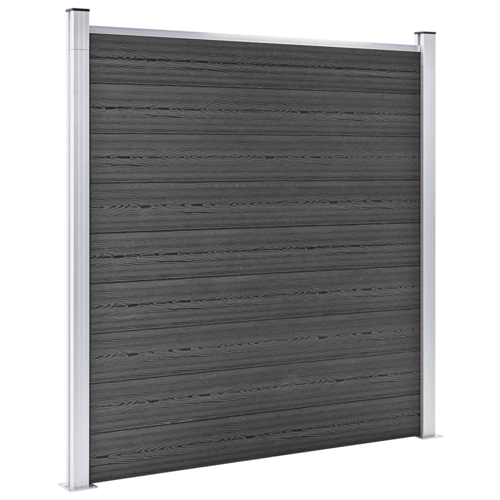 Thumbnail - vidaXL Zaunelement Set WPC 1484x(105-186) cm Schwarz