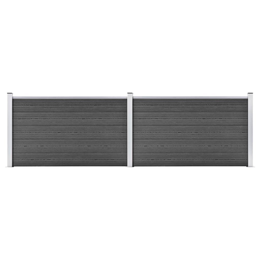 vidaXL Set de panouri de gard, negru, 353 x 105 cm, WPC vidaXL