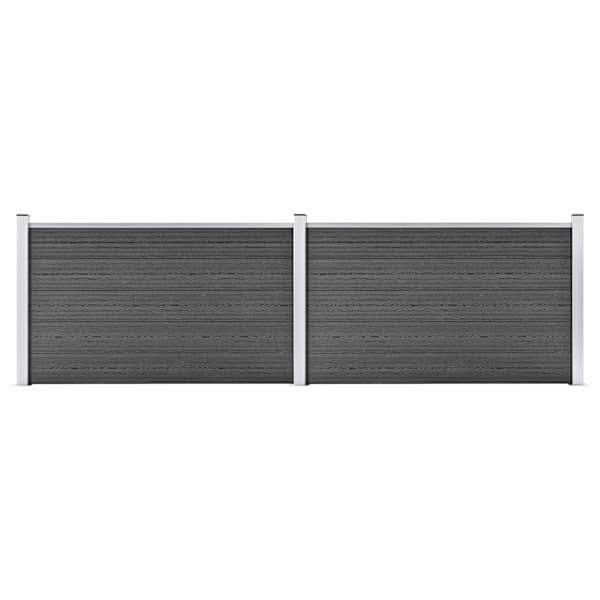 vidaXL aiapaneelide komplekt, WPC, 353 x 105 cm, must