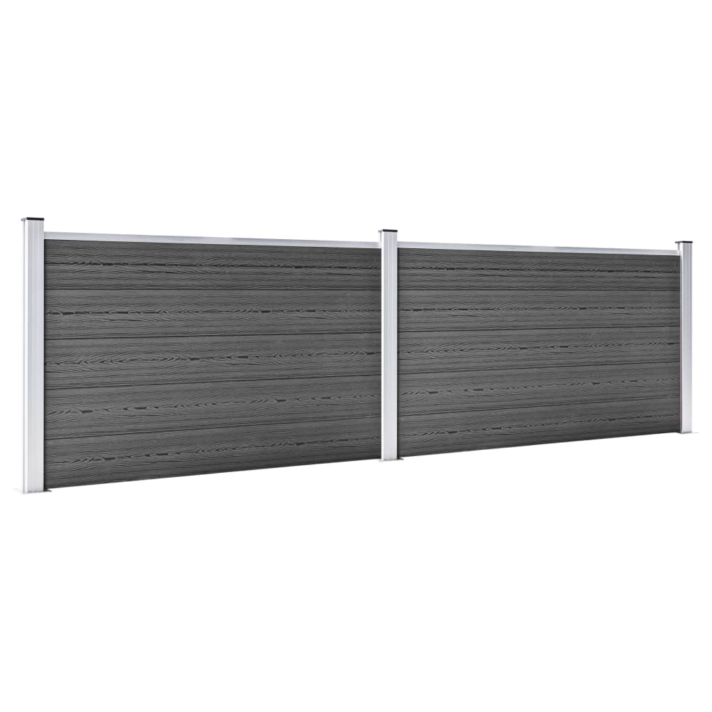 vidaXL Girðingarplötusett WPC 353x105 cm Svart