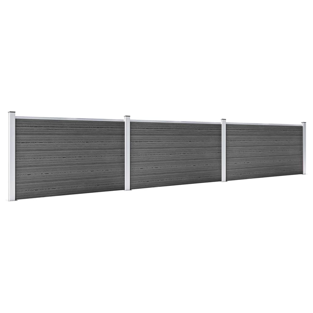 vidaXL Conjunto de painéis de vedação WPC 526x105 cm preto