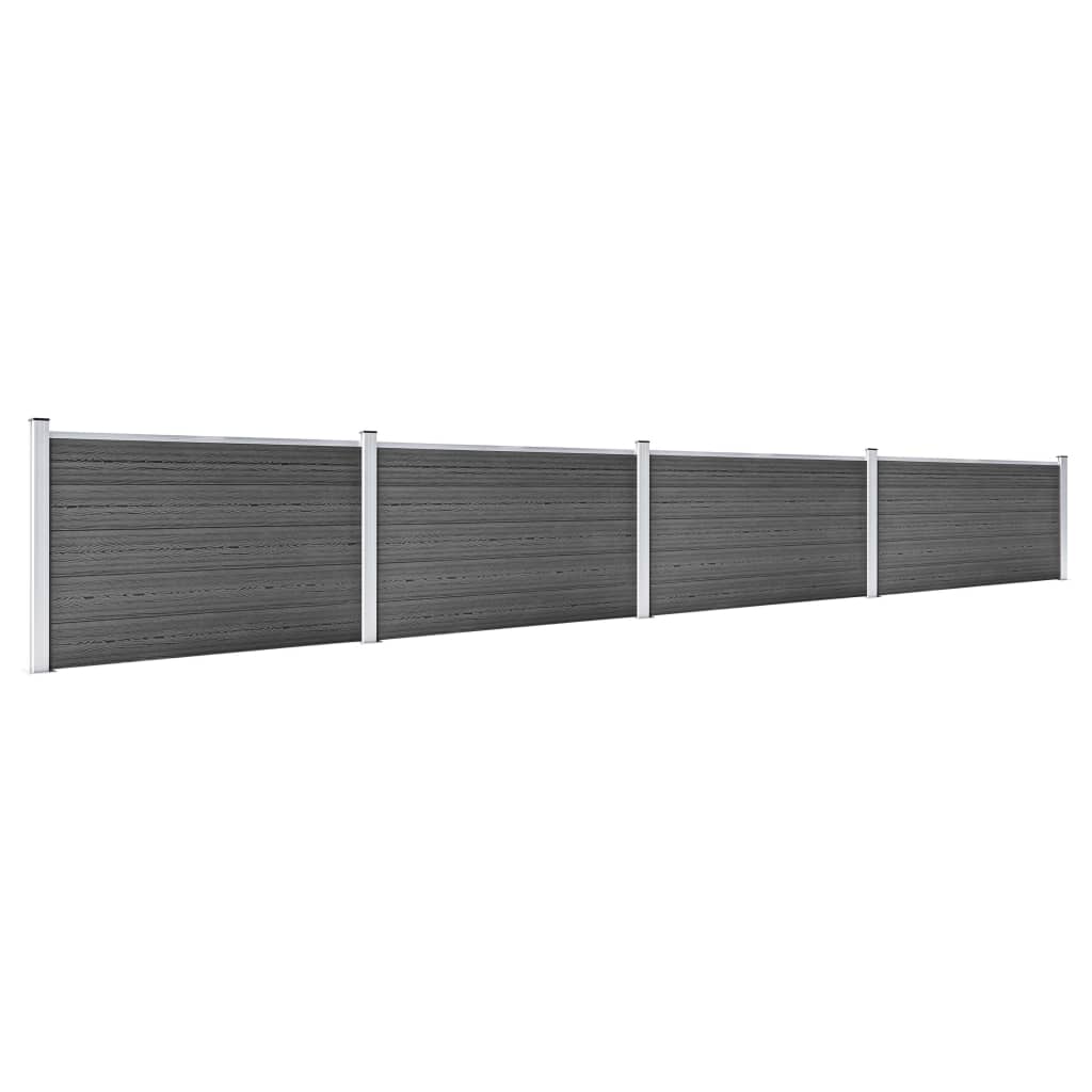 vidaXL Schuttingpanelenset 699x105 cm HKC zwart afbeelding