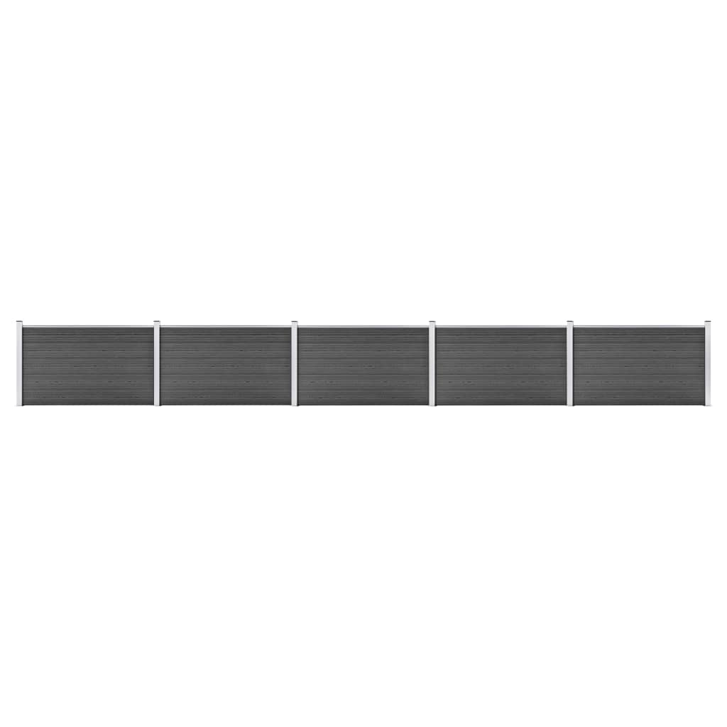 vidaXL Set plotového dílce WPC 872 x 105 cm černý