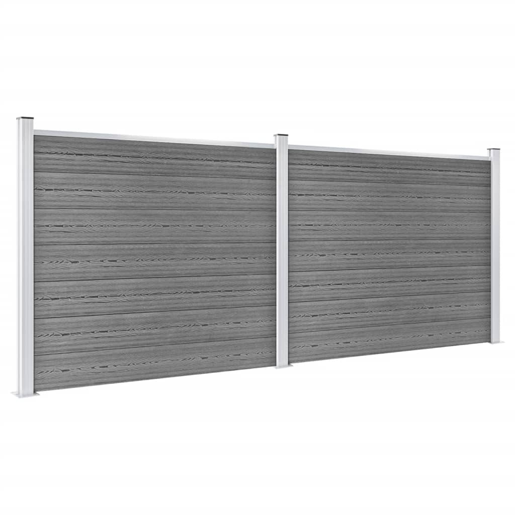 vidaXL Set panouri gard, 353x146 cm, gri, WPC