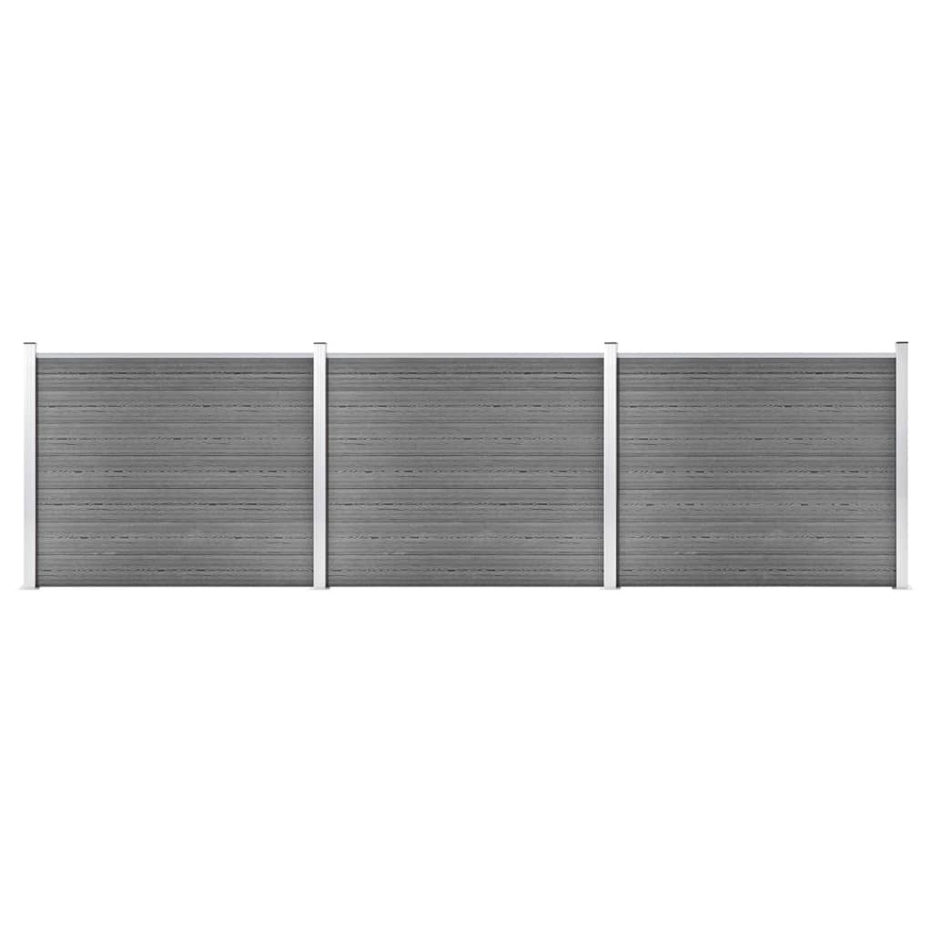 vidaXL Komplet ograjnih panelov WPC 526x146 cm siv