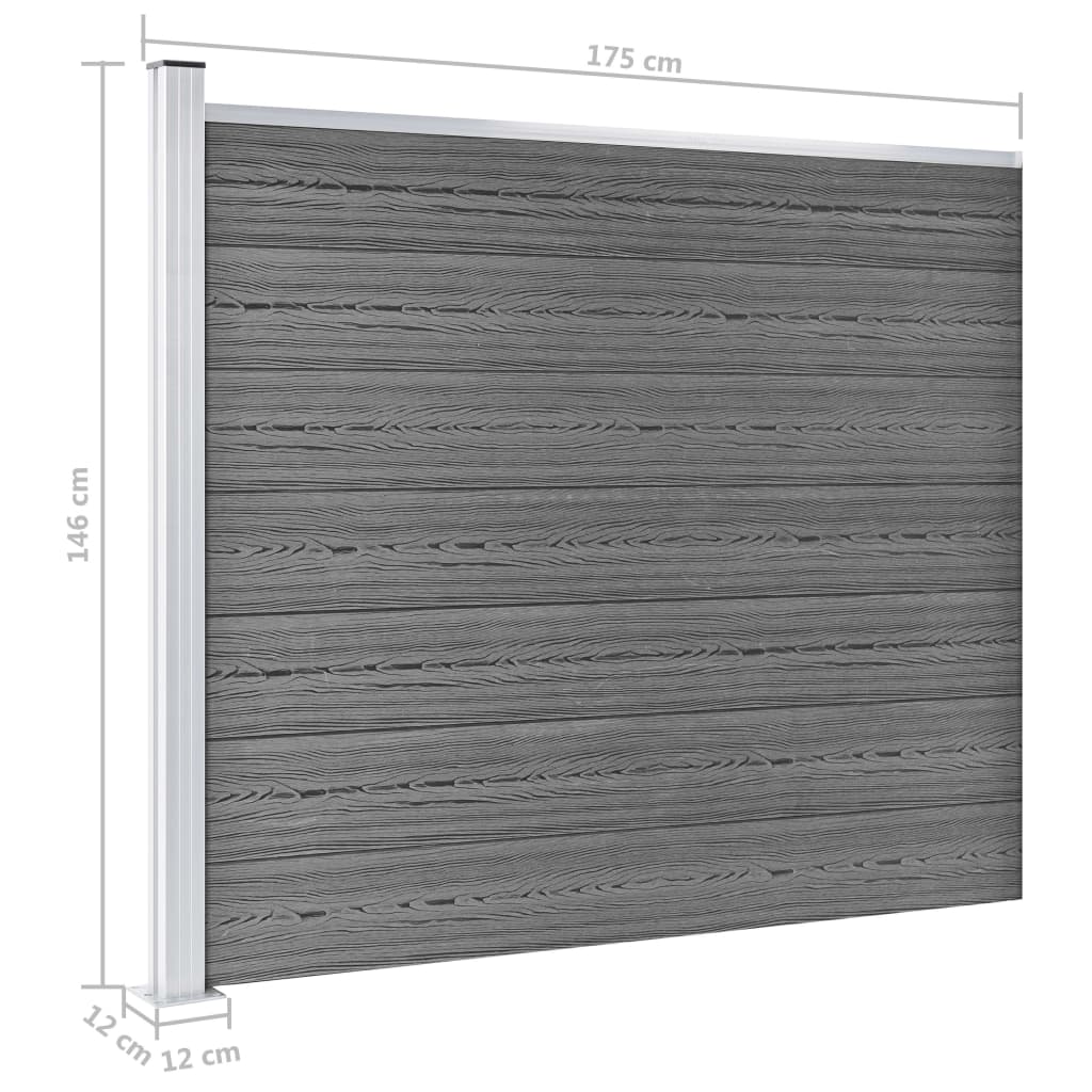  Sada plotových panelov WPC 526x146 cm sivá