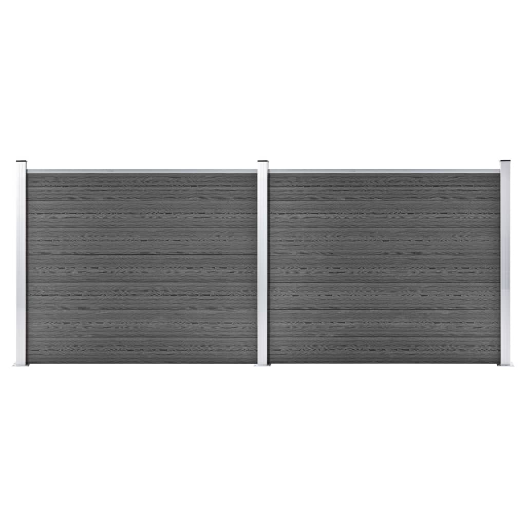 vidaXL Fence Panel Set WPC 353×146 cm Black