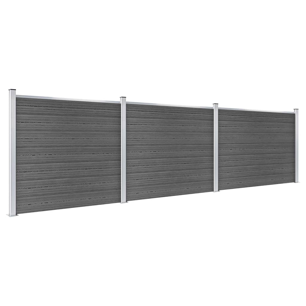 vidaXL Set panouri gard, 526x146 cm, negru, WPC