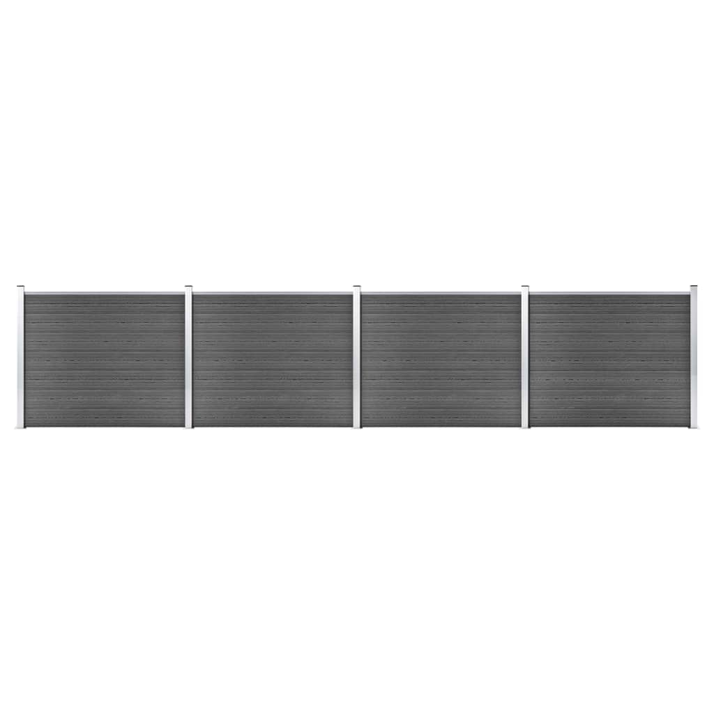 vidaXL Fence Panel Set WPC 699×146 cm Black