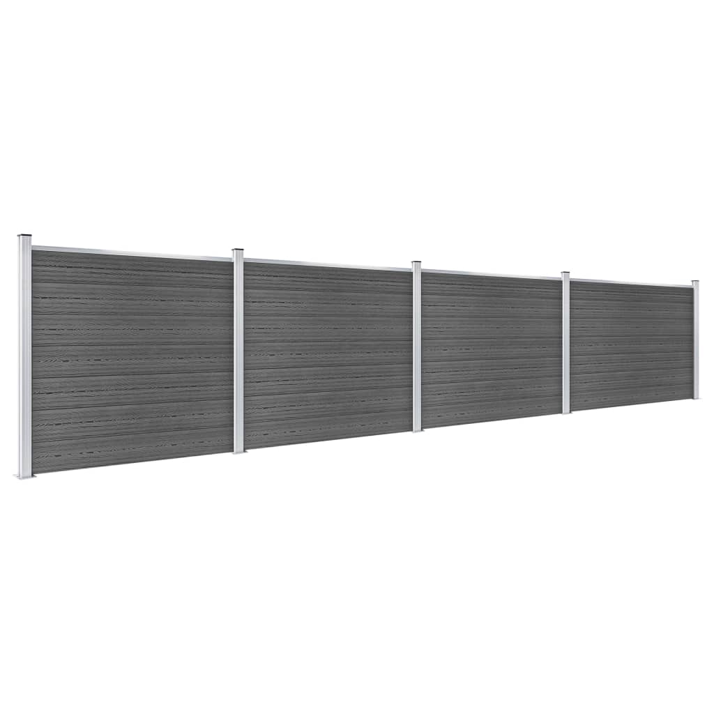 vidaXL Schuttingpanelenset 699x146 cm HKC zwart afbeelding